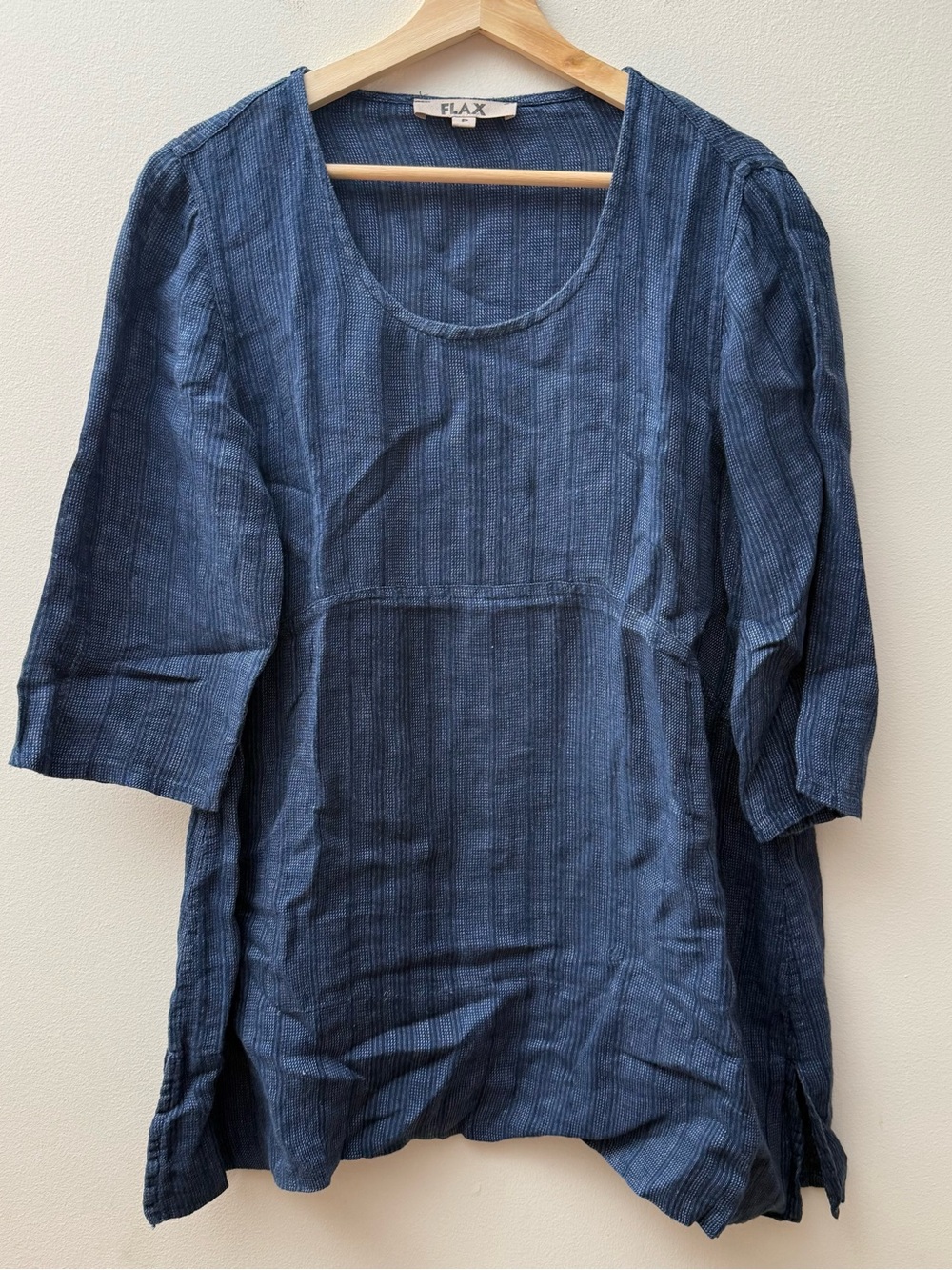 Flax Indigo Blue Linen Scoop Neck Tunic